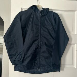 Lands End navy blue hooded zip up jacket